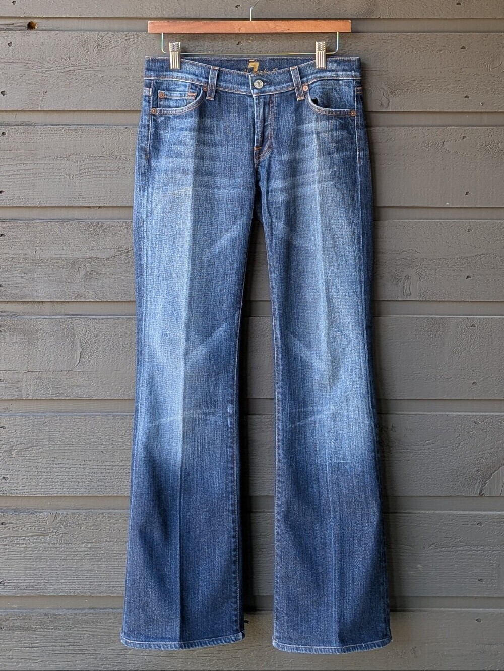 7 For All Mankind Blue Wide Leg Flare Jeans
